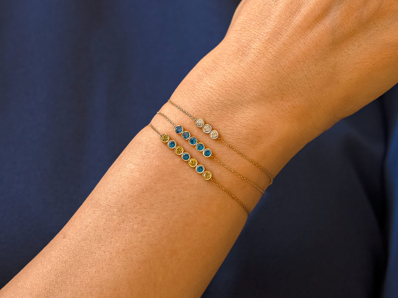 Bezel Set Round Birthstone Family Bracelet in 14k Solid Gold