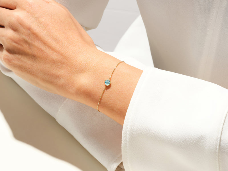 Bezel Set Birthstone Bracelet in 14k Solid Gold