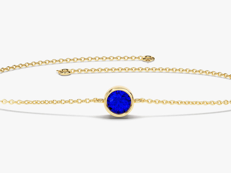 Bezel Set Birthstone Bracelet in 14k Solid Gold