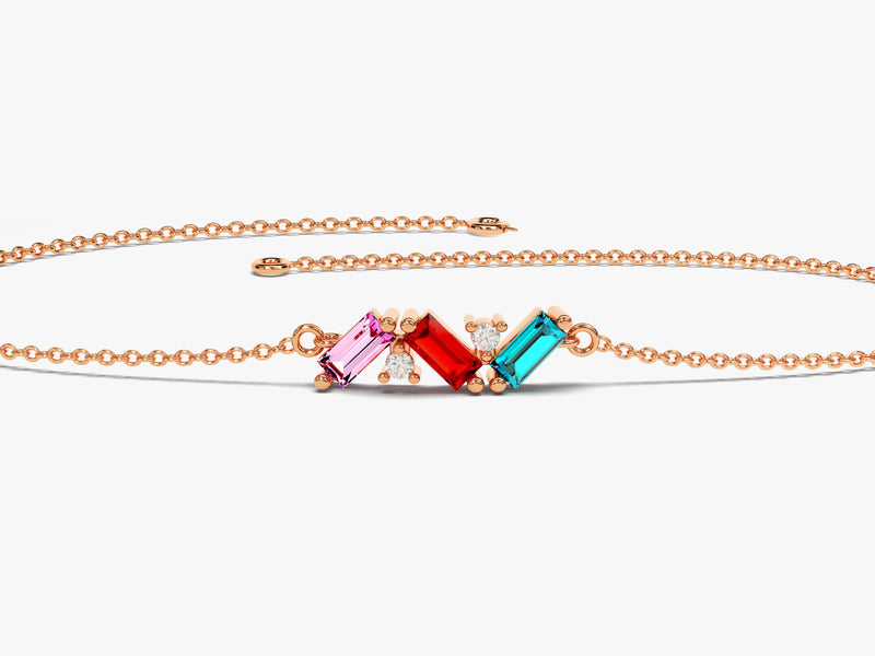 Baguette Cut Birthstone Bracelet - Gold Vermeil