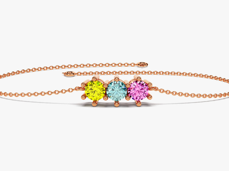 Round-Cut Multi-Stone Birthstone Family Bracelet - Gold Vermeil