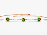 Bezel Set Birthstone Station Bracelet in 14k Solid Gold