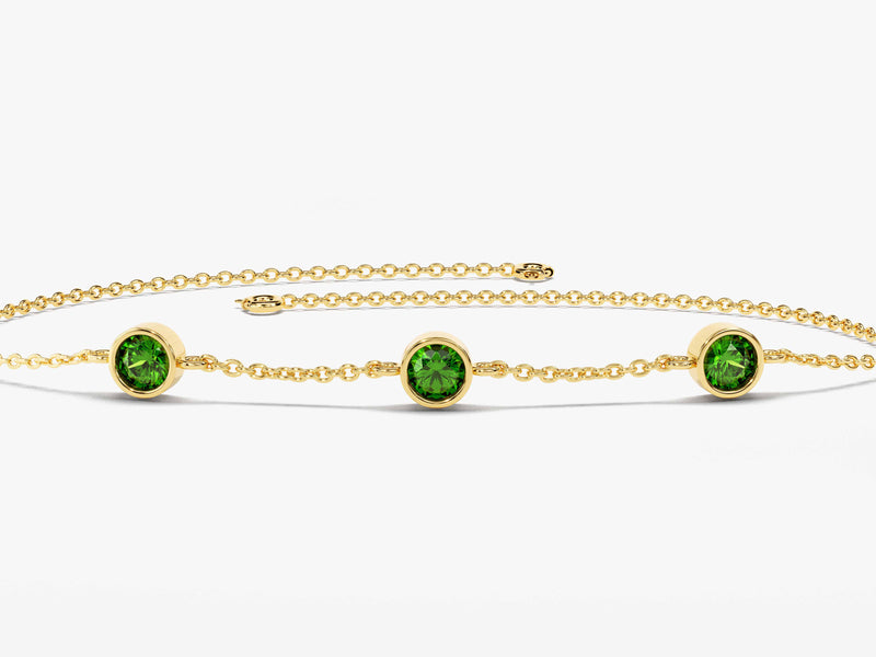 Bezel Set Birthstone Station Bracelet - Gold Vermeil