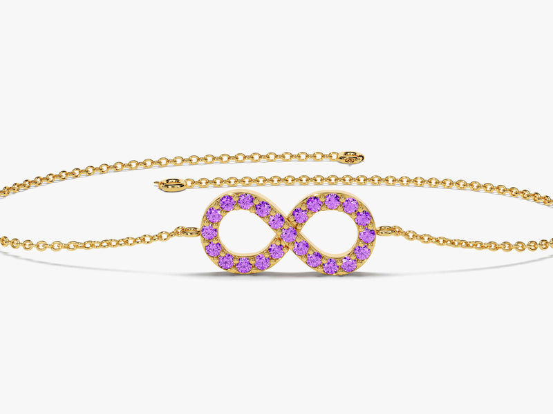 Infinity Birthstone Bracelet in 14k Solid Gold