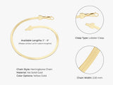 14k Yellow Gold 2.5mm Herringbone Chain Bracelet