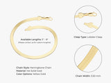 14k Yellow Gold 3.5mm Herringbone Chain Bracelet