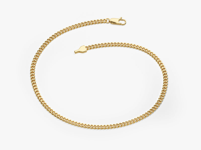 14k Yellow Gold 2.0mm Cuban Curb Chain Bracelet