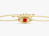 Bezel Set Evil Eye Birthstone Bracelet - Gold Vermeil
