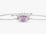 Bezel Set Evil Eye Birthstone Bracelet - Gold Vermeil