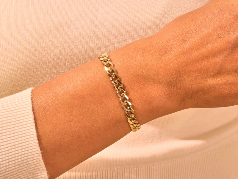 14k Yellow Gold 6.5mm Cuban Curb Chain Bracelet