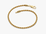 14k Yellow Gold 3.0mm Rope Chain Bracelet