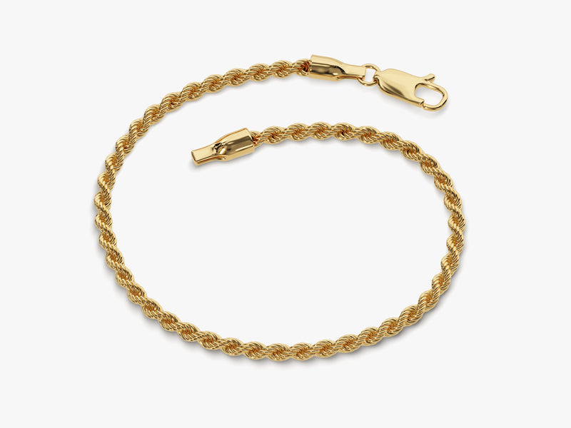 14k Yellow Gold 3.0mm Rope Chain Bracelet