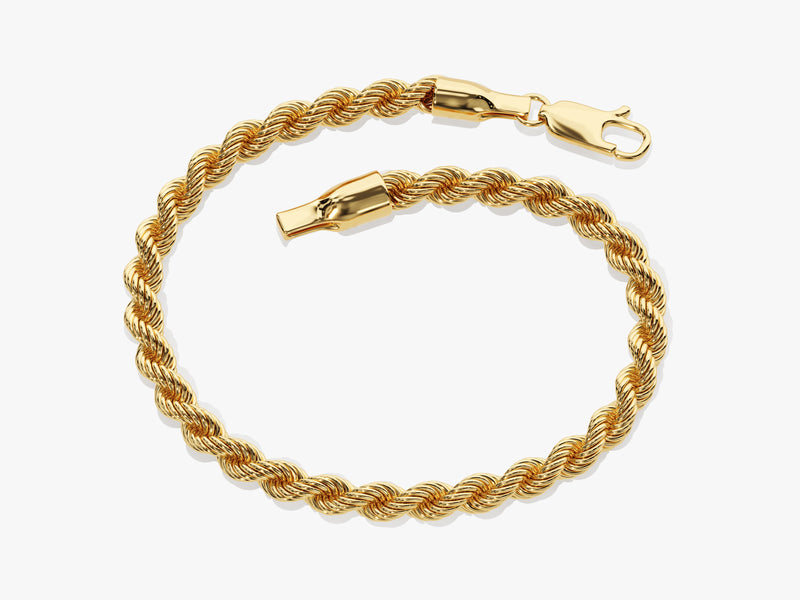 14k Yellow Gold 4.5mm Rope Chain Bracelet