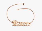 14k Solid Gold Old English Font Name Bracelet