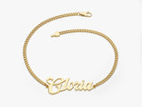 14k Solid Gold Cuban Chain Bold Name Bracelet