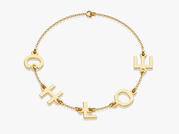 14k Solid Gold Letter Name Bracelet