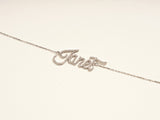 14k Solid Gold Cursive Diamond Name Bracelet