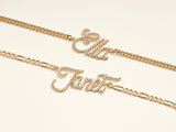 14k Solid Gold Cuban Chain Diamond Name Bracelet