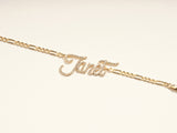 14k Solid Gold Figaro Chain Diamond Name Bracelet