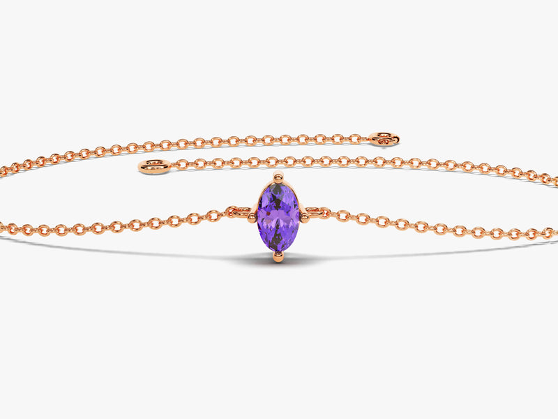 Oval Cut Multi-Stone Birthstone Bracelet in 14k Solid Gold