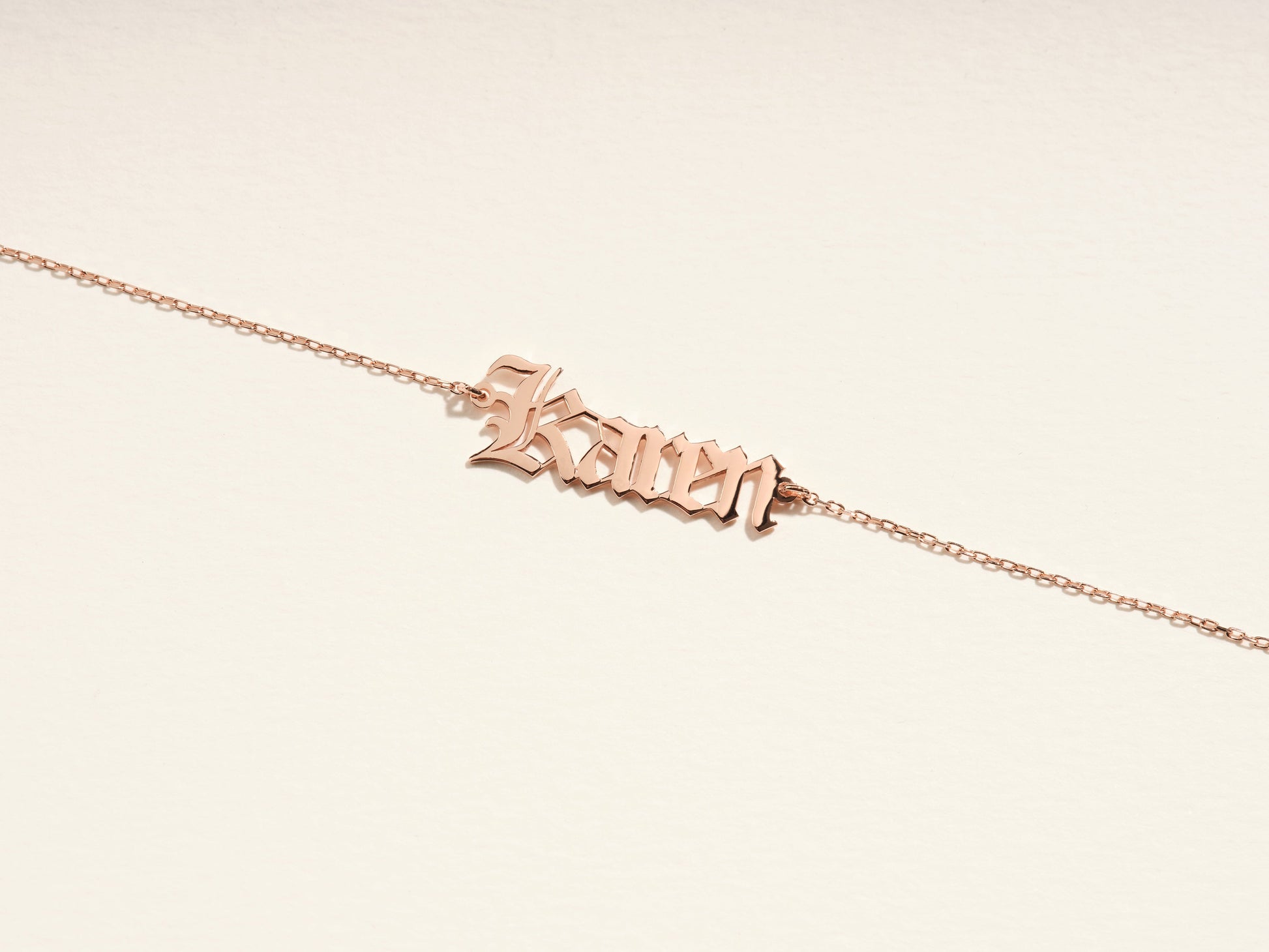 14k Solid Gold Old English Font Name Bracelet