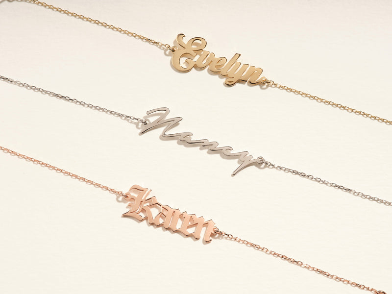 14k Solid Gold Bold Name Bracelet