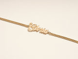 14k Solid Gold Cuban Chain Bold Name Bracelet