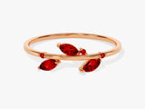 Dainty Leaf Birthstone Ring in 14k Solid Gold