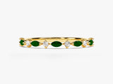 Alternating Marquise & Round Birthstone Ring in 14k Solid Gold