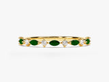 Alternating Marquise & Round Birthstone Ring - Gold Vermeil