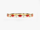 Alternating Marquise & Round Birthstone Ring - Gold Vermeil