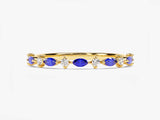 Alternating Marquise & Round Birthstone Ring in 14k Solid Gold