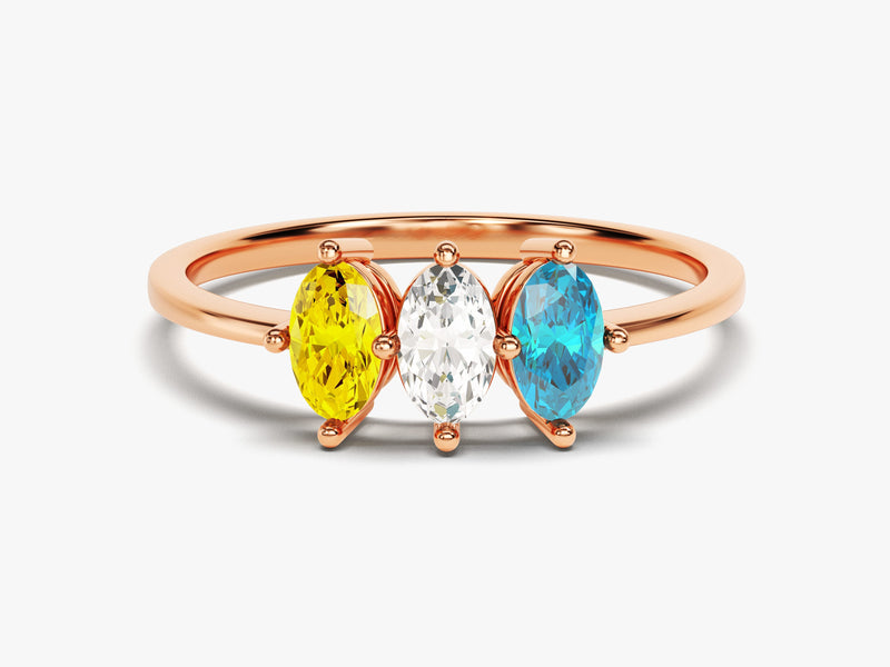 Oval Cut Multi-Stone Birthstone Ring - Gold Vermeil