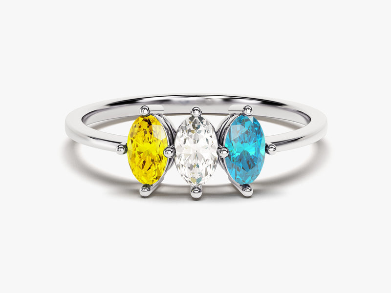 Oval Cut Multi-Stone Birthstone Ring - Gold Vermeil