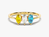 Oval Cut Multi-Stone Birthstone Ring in 14k Solid Gold