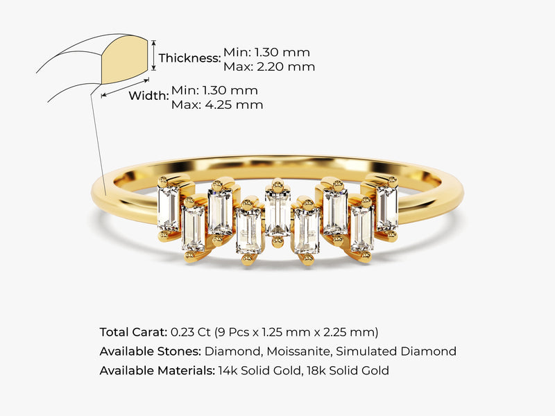 14k Solid Gold Baguette Diamond Ring