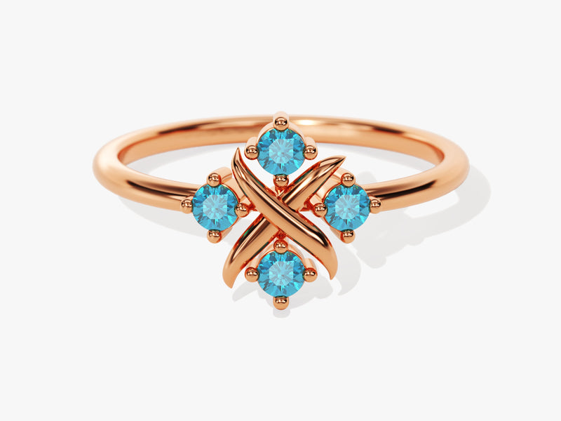 Dainty Cross Birthstone Ring - Gold Vermeil