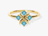 Dainty Cross Birthstone Ring in 14k Solid Gold