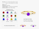 Round-Cut Side Stone Accent Birthstone Ring in 14k Solid Gold