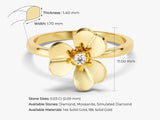 14k Solid Gold Diamond Flower Ring