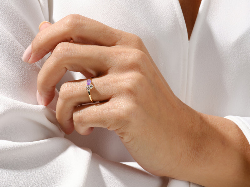 Cluster Birthstone Ring in 14k Solid Gold