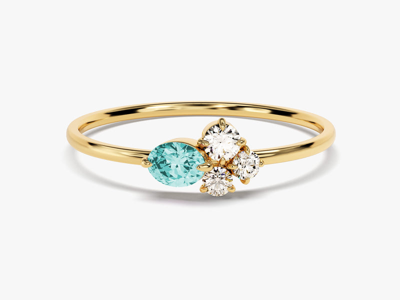 Cluster Birthstone Ring in 14k Solid Gold