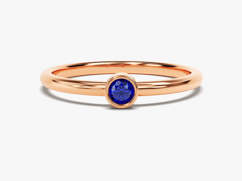 Bezel Set Round Birthstone Ring in 14k Solid Gold