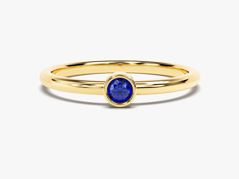 Bezel Set Round Birthstone Ring - Gold Vermeil