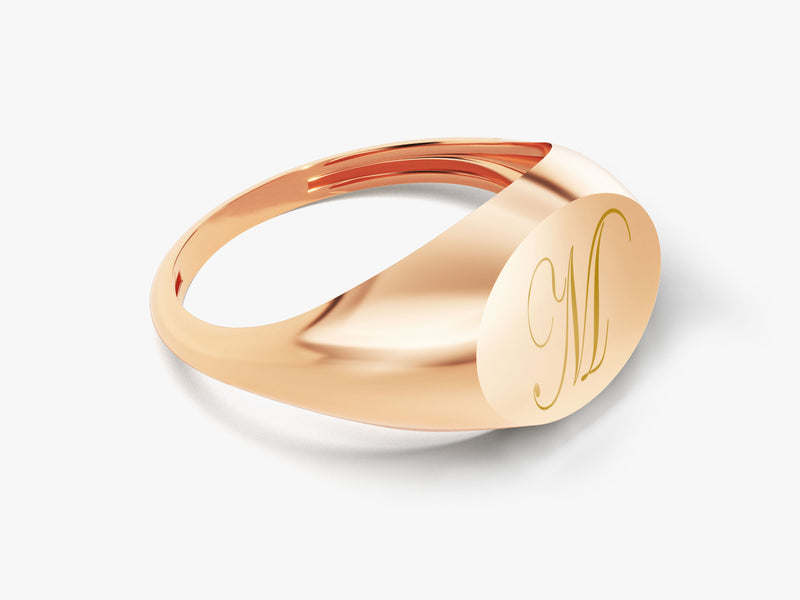 14k Solid Gold Oval Signet Ring