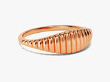 14k Solid Gold Minimalist Wavy Signet Ring