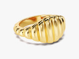 14k Solid Gold Bold Wavy Signet Ring