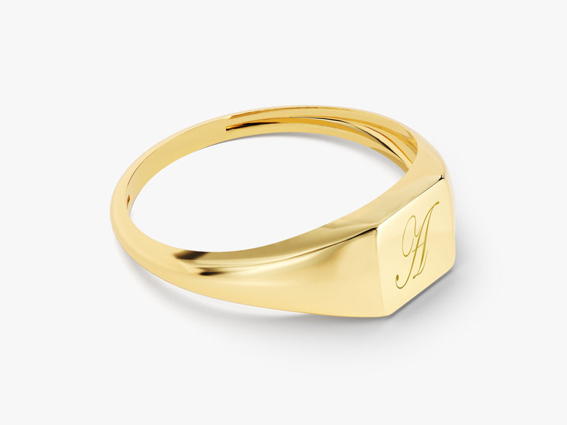 14k Gold Personalized Square Signet Ring