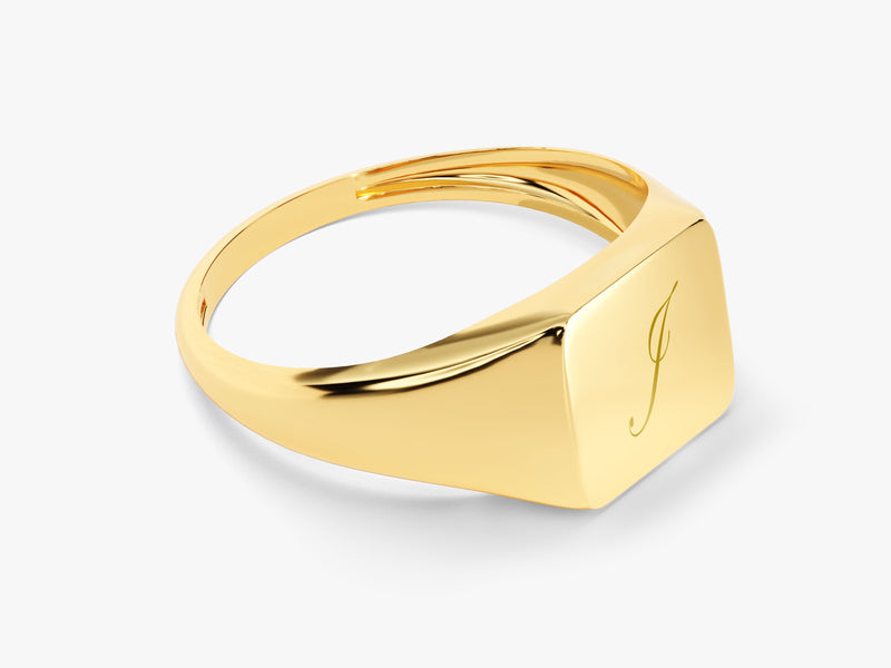 14k Gold Personalized Square Signet Ring