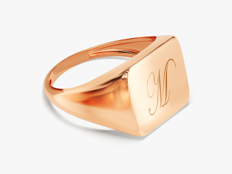 14k Gold Personalized Square Signet Ring